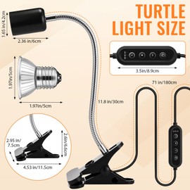 Hortsun 3 Set Timing Turtle Heat Lamp with Clamp Aquarium Turtle Tank Basking Light with Cycle Timer Dimmable 50w Uva Uvb Full Spectrum Sun Sunbathe Heat Bulb for Reptile Snake Aquarium Amphibian
