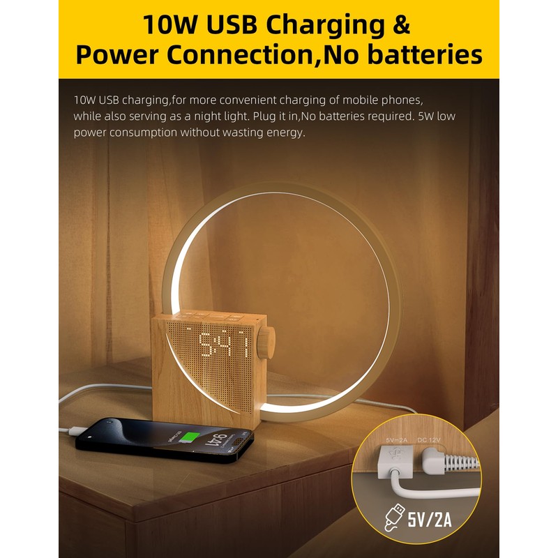 Sunrise Alarm Clock with Bedside Table Lamp, Wake-Up Light &