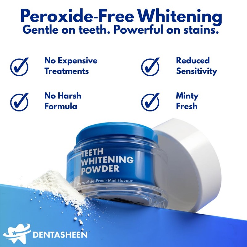 Dentasheen Teeth Whitening Powder – Dentist-Approved Tooth Whitener – Enamel-Safe,