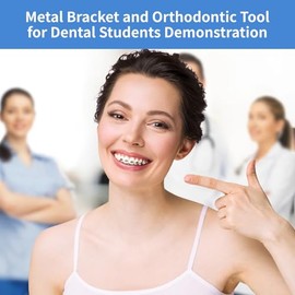 Homaisson Kit De Ortodoncia Temporal, Brackets Metálicos Y Ligaduras Para Estudiantes De Odontología. Brackets Negros De Moda, Ideales Para Práctica Y