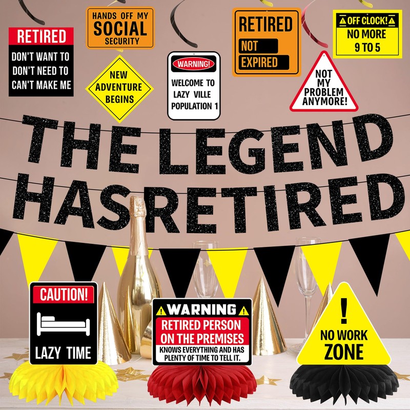 Roetyce Caution Retirement Banner Decorations