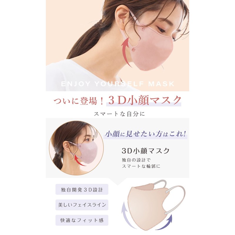 シシベラ 使い捨て マスク 立体不織布 血色マスク バイカラーマスク 面長さん向け cicibella ホワイト 20枚入