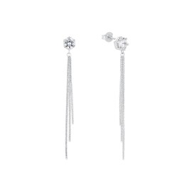 Amor Women's 925 Sterling Silver Earrings Partially with Gemstone, Rhodium-Plated 925 Silver, Gift for Wife and Girlfriend, Comes in Jewellery Box, Sterling Silver, Created Cubic Zirconia