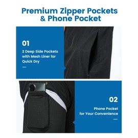 maamgic 2 in 1 Mens Swim Trunks 7 Inch Swim Shorts Swim Suits Board Shorts Black-Black XX-Large