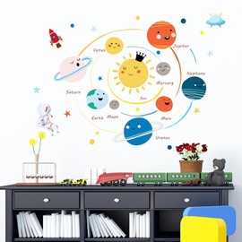 Solar System Wall Stickers for Kids, Universe Space Wall Sticker, Planet Wall Decal, Space Wall Decor for Bedroom Classroom Playroom Nursery Birthday Gift Idea