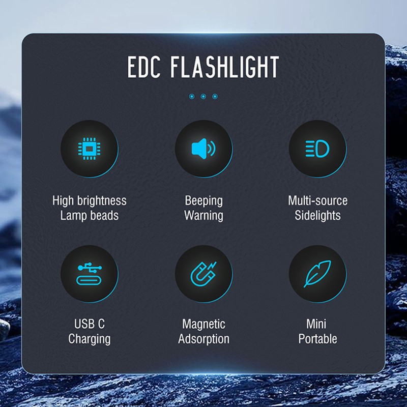 EDC Flashlight 5 Brightnesses 1000 LM Magnetic IPX4 Waterproof LED