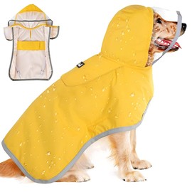 Adjustable Dog Raincoat with Hood, Waterproof Pet Rain Jacket with Reflective Strips, Lightweight & Safe Dog Poncho, Suitable for Pet Outdoor Walks