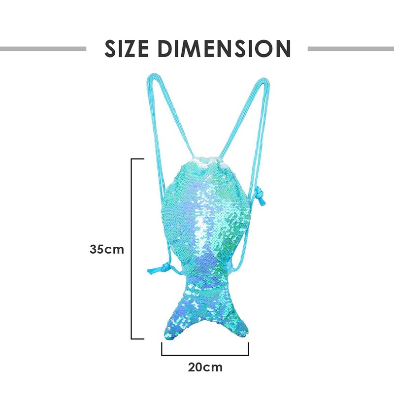 Xlabor Mermaid Drawstring Children Girls Tail Sequins Backpack Magic Reversible