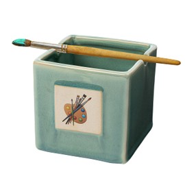 GUTE Painters Artist Cup, Paint Brush Holder & Cleaner 3.5" H 3" W - Gift Paint Mixing Cup, Elegant Painting Cup Supplies, Vibrant Cup Arts & Crafts Supplies for Home (Green)