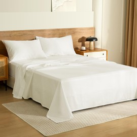 CieloCloud Queen Bed Sheet Set, 4PCS 100% Long-Staple Cotton Bedding Sheet with Dural-Lock System, Luxury Soft and Comfort, 1000 Thread Count, Deep Pocket Fits 8" to 17" Mattress