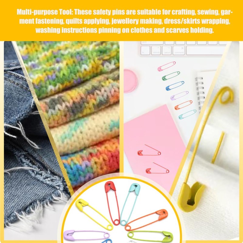 Hocansen 200 PCS Safety Pins 22mm Coloured Safety Pins Bulk