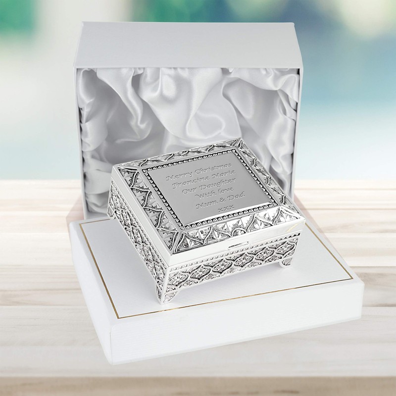 Daughter Engraved Silver Plated Trinket Box with Presentation Box