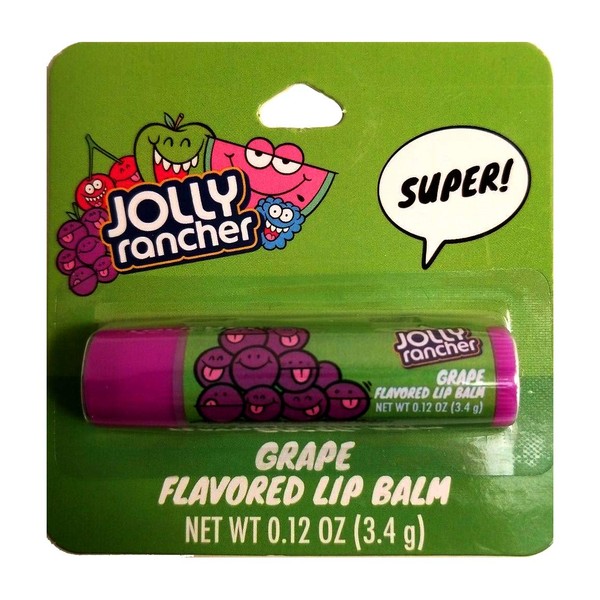 Taste Beauty (1) Stick Jolly Rancher Grape Candy Flavored Lip Balm Gluten Free - Purple Tube Carded - Net Wt. 0.12 oz