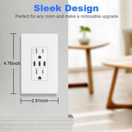 Amerisense Outlet Cover, Screwless Decorator Wall Plate, Light switch Power Plug Cover, 1-Gang Standard Size, Matte White, 20 Pack,UL listed