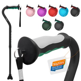 BigAlex Lightweight Walking Cane, Soft Offset Handle for Seniors, Adjustable Collapsible Portable Stick for Women & Men, Mobility Aid for Elderly Adults, Folding Cane Provides Stability & Balance