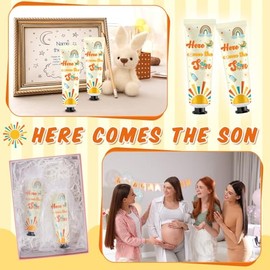 48 Juegos De Crema De Manos Para Baby Shower, A Granel Recuerdos Para Baby Shower Con El Texto "Aquí Viene El Hijo", Crema De Manos De Agradecimiento 