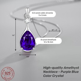 AmaWikend Purple Amethyst Necklace for Women. Healing Crystal Jewelry Gifts. February Birthstone Necklace. Deep Purple.