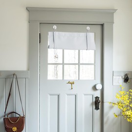 NICETOWN Room Darkening Door Curtains for French Door Window, Privacy Shade Thermal Insulated Covering for Office, Small Window Valance for Kitchen, 24 x 18 inch, Greyish White, 1 Panel