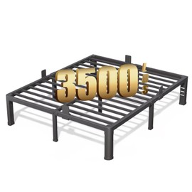 14 Inch California King Bed Frame with Rounded Corner and Headboard Hole Mattress Retainers 3500 LBS Metal Heavy Duty Steel Slats Support No Box Spring Needed Platform Noise Free Easy Assembly