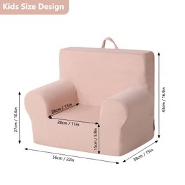 Getifun Toddler Sofa Couch, Comfy Velvet Toddler Foam Sofa Chair, Soft Baby Foldable Armchair for Boys and Girls (Pink)