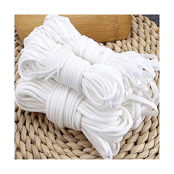 MHOMER Rubber Elastic Cord, White 32.8 ft (10 m), 20