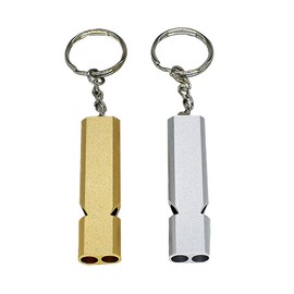 oujilet Emergency Survival Whistle 2 Pack Metal Double Tubes Safety Whistles with Lanyard and Keychain for Hiking Hunting Boating Outdoor Camping Sports Dog Training