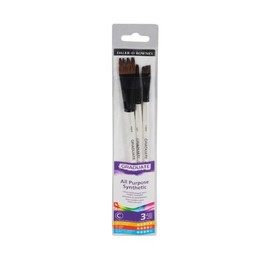 Daler-Rowney Graduate Multi-Technique Brush, Synthetic Hair, Short Handle, Flat, Filbert and Angle, , Wallet Set, 3 Assorted Brushes