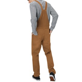 LONGBIDA Men's Denim Bib Overalls Relaxed Fit Fashion Jean Jumpsuit, Brown, L