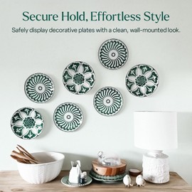 Invisible Plate Hangers for Wall | Decorative Dish Display Holders Hanging Wires Spring Hook Holder Fit to Hang on Wall (White, for Plate Size 36 - 46 cm - Pack of 5)