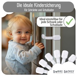 Sweet Safety® Baby Drawer Locks - Bombproof - TÜV Tested - Child Safety Lock for Gluing for Cupboards and Drawers - Pack of 6