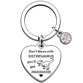 AMZQ Funny Sister Gifts Sistersaurus Keyring Big Sister Birthday Christmas Presents
