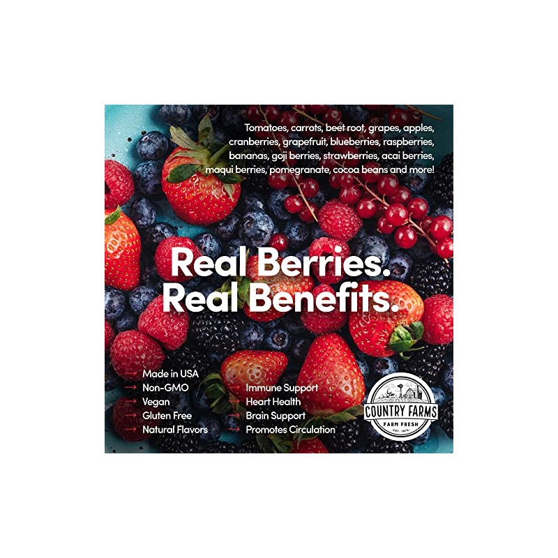 Country Farms Super Reds Energizing Polyphenol Superfood, Antioxidants, Drink Mix,
