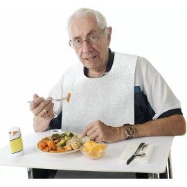 Wonder Sky 100-Pack Disposable Adult Bibs - Eating Bib for Senior Citizens - Slip-on