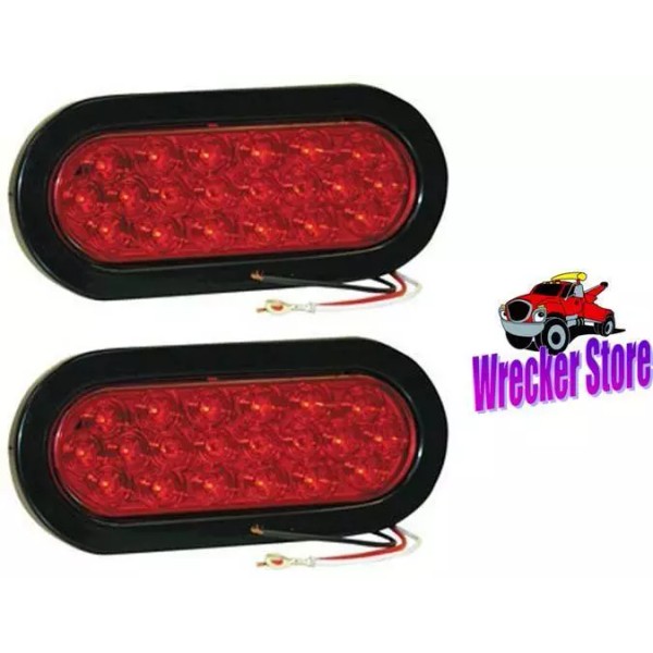 BP Qty. 2, 6-1/2" Red, 20 LED, Oval Stop, Tail,