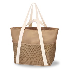 Boziee Large Women's Shopper Waterproof Beach Bag Tote Bag Travel Bag with Zip for Everyday Beach Travel Shopping Sprot, khaki, L