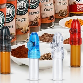 MGOJIJINN Portable Spice Dispenser, with Knob Switch Storage Bottle, Salt and Pepper Shakers (4 Pack),refillable Glass Bottle for Traveling