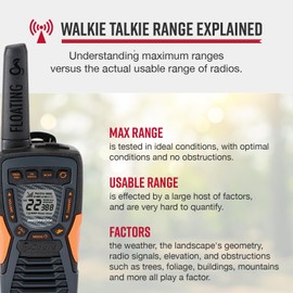 Cobra ACXT1037R FLT Floating Walkie Talkie - Waterproof, Rechargeable, Long Range up to 37-Mile Two Way Radio with NOAA Weather Alert & VOX, (1 Pack)