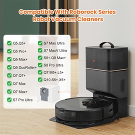 24 Pack Q5 Dust Bags for Roborock Q5+/Q5 Max+/Q5 Pro+/Q7/Q7+/Q7 Max+/Q7 M5+ L5+/S7 Pro Ultra/S7 MaxV Ultra/S8+/Q8 Max+/S8 Pro Ultra/Q10 S5+ X5+ Robot Vacuum, 3L Large Capacity Replacement Dust Bag