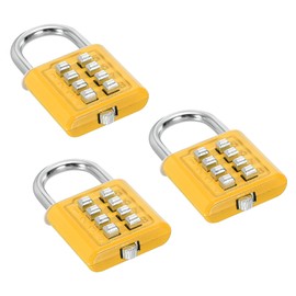 PATIKIL 8 Digit Combination Lock, 3 Pack 4 Position Locking Mechanism Push Button Security Digital Lock for Gym Sports Locker, Yellow