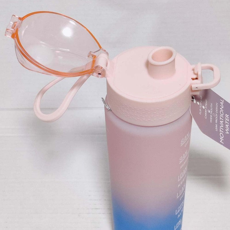 Hydration Water Bottle - Pink Top, 1 Litre Graduated, BPA