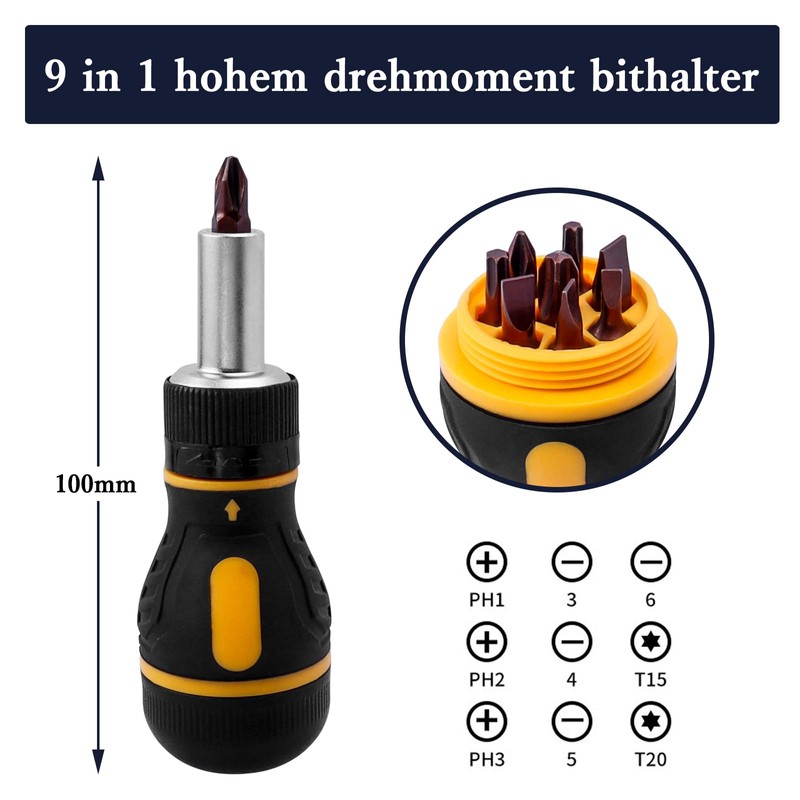 Bestgle Mini ratchet screwdriver 9 in 1 high torque bit
