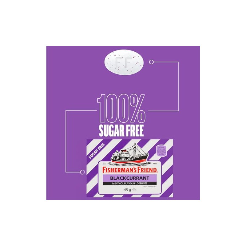 Fisherman's Friend - Pack of 6, 45g Blackcurrant Lozenge Packs,