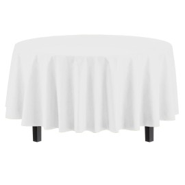 Party Solids 84In Round White Plastic Tablecloth Disposable For Parties Weddings Events