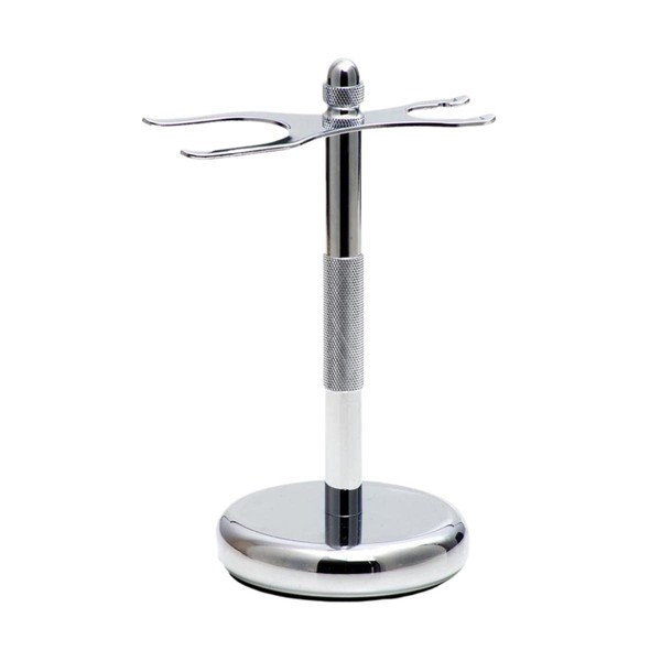 ROCKWELL RAZORS Shaving Stand in White Chrome | Designed with a Heavy Non-Slip Base for a Safety Razor and Shaving Brush | Protects Your Shaving Tools From Water and