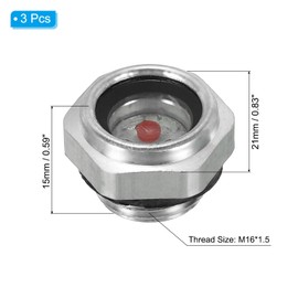 PATIKIL Luft Kompressor Öl Schauglas 3 Packung M16x1.5 Außengewinde Aluminium Legierung Öl Flüssigkeits Standanzeige Luft Kompressor Teile mit O-Ring