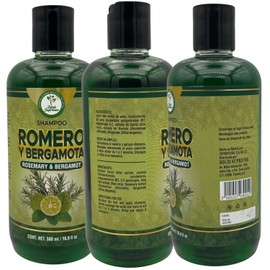 Romero, Sábila & Bergamota Shampoo (Rosemary, Aloe Vera & Bergamot) – 16.9 fl oz – Nourishing Hair Care – Natural Shine & Strength – Healthy, Beautiful Hair – Sulfate-Free