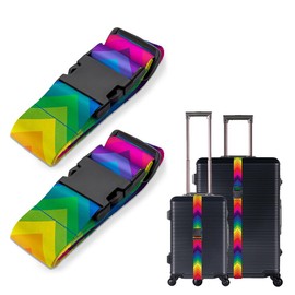 WIRESTER Set of 2 Adjustable Luggage Straps with Buckle, Travel Secure Belt for Suitcase Baggage, Luggage Accessories - Colorful Chevron