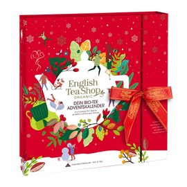 ETS Premium Tea Advent Calendar with Bow "Red Christmas", 25 Organic Tea in Tea Pyramids, Fruit Tea, Herbal Tea, Winter Tea