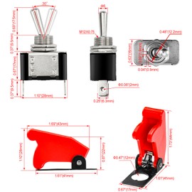 Heschen Metal Toggle Switch Flick Flip, 12V 20A, SPDT, ON/Off 2 positon, 2 pin (Red Cap)