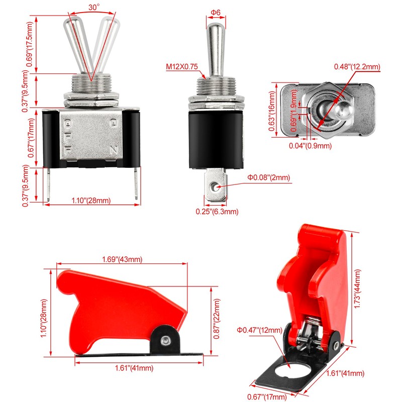 Heschen Metal Toggle Switch Flick Flip, 12V 20A, SPDT, ON/Off